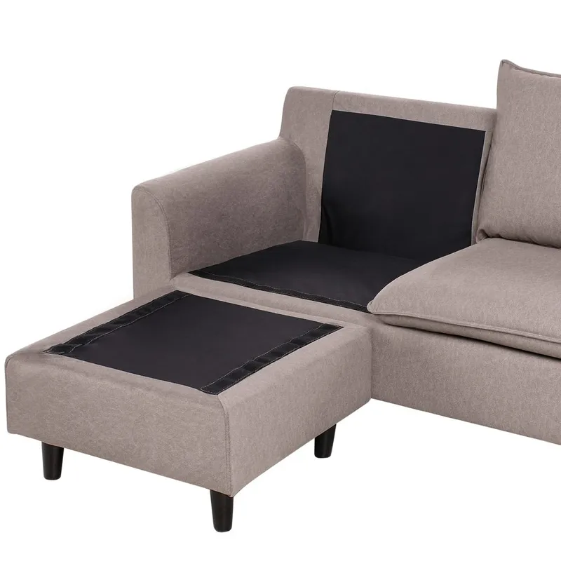 Hjørnesofa Elvenes - Taupe, mørkt tre/Høyrevendt - Møbler - Sofaer - Hjørnesofaer - Hjørnesofa med divan