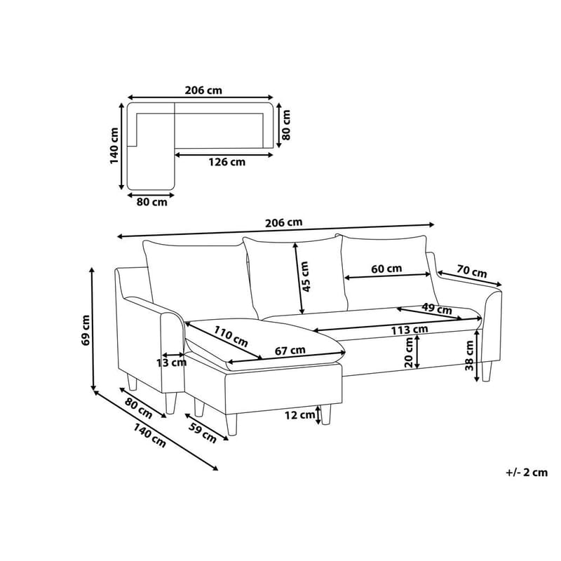 Hjørnesofa Elvenes - Taupe, mørkt tre/Høyrevendt - Møbler - Sofaer - Hjørnesofaer - Hjørnesofa med divan