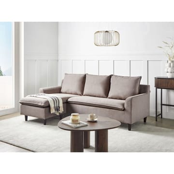 Hjørnesofa Elvenes - Taupe, mørkt tre/Høyrevendt - Møbler - Sofaer - Hjørnesofaer