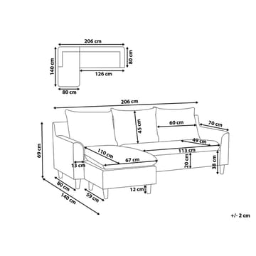 Hjørnesofa Elvenes - Taupe, mørkt tre/Høyrevendt - Møbler - Sofaer - Hjørnesofaer