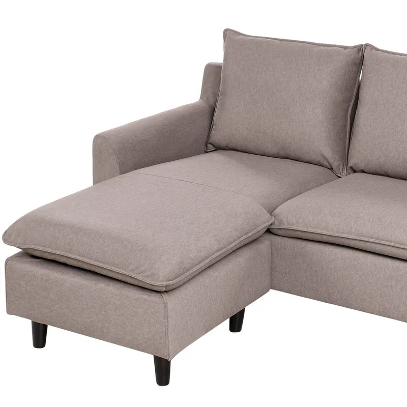 Hjørnesofa Elvenes - Taupe, mørkt tre/Høyrevendt - Møbler - Sofaer - Hjørnesofaer - Hjørnesofa med divan