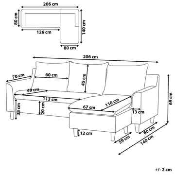 Hjørnesofa Elvenes - Taupe, mørkt tre/Venstrevendt - Møbler - Sofaer - Hjørnesofaer - Hjørnesofa med divan