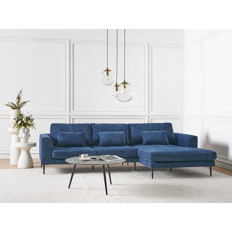 Hjørnesofa Flam - Blå, Svart/Vendbar/Polyester - Møbler - Sofaer - Hjørnesofaer