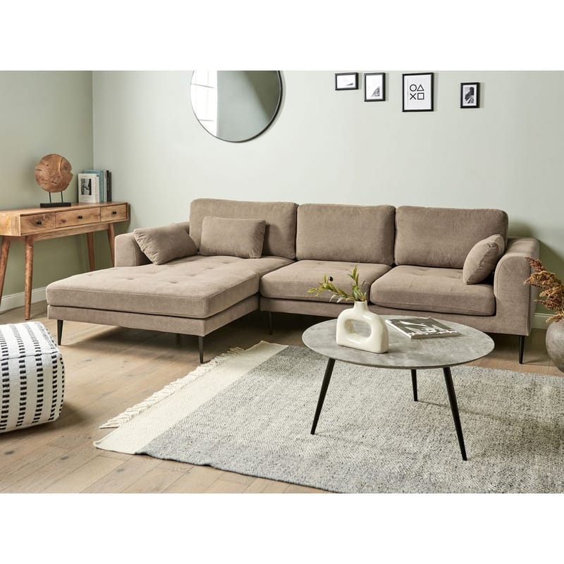 Hjørnesofa Flam - Brun, Svart/Høyrevendt/Polyester - Møbler - Sofaer - Hjørnesofaer