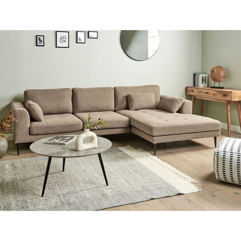 Hjørnesofa Flam - Brun, Svart/Polyester - Møbler - Sofaer - Hjørnesofaer