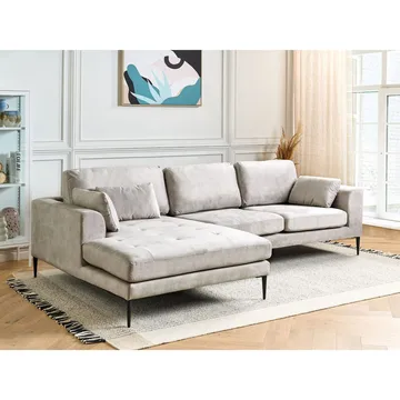 Hjørnesofa Flam - Grå, svart/ Høyrevendt/ Fløyel - Møbler - Sofaer - Hjørnesofaer - Hjørnesofa med divan