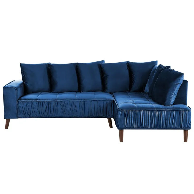 Hjørnesofa Grena, Blå, Mørkt tre