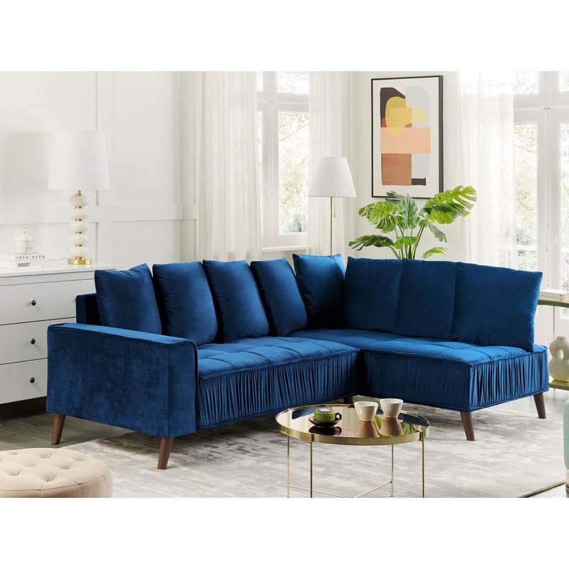 Hjørnesofa Grena - Blå, Mørkt tre - Møbler - Sofaer - Hjørnesofaer - Howard hjørnesofa