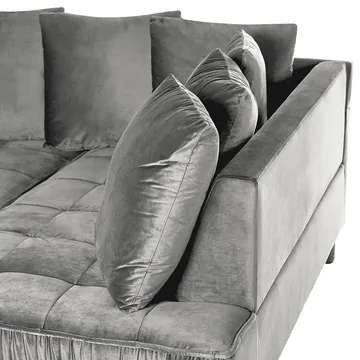 Hjørnesofa Grena - Grå, mørkt tre - Møbler - Sofaer - Fløyelssofaer