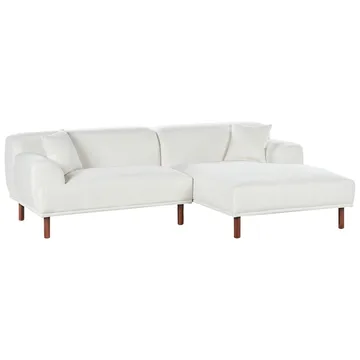 Hjørnesofa Holt - Hvit, brun/Bouclé - Møbler - Sofaer - Hjørnesofaer - Hjørnesofa med divan