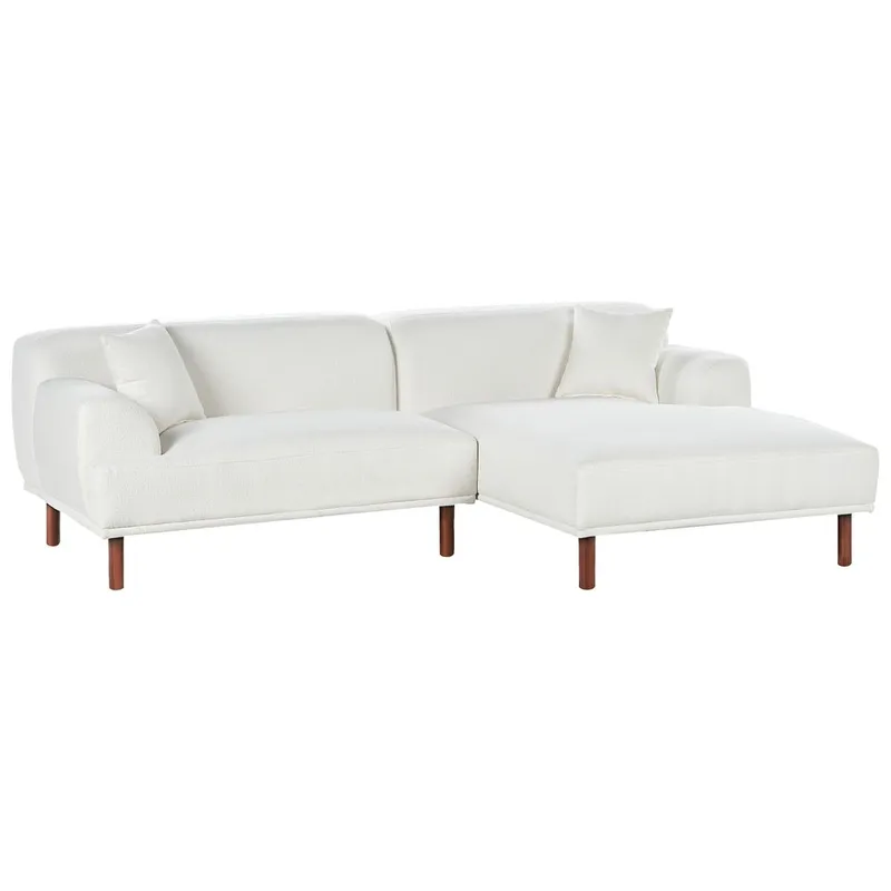Hjørnesofa Holt - Hvit, brun/Bouclé - Møbler - Sofaer - Hjørnesofaer - Hjørnesofa med divan