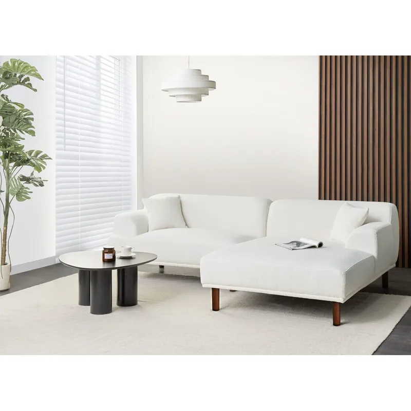 Hjørnesofa Holt - Hvit, brun/Bouclé - Møbler - Sofaer - Hjørnesofaer - Hjørnesofa med divan