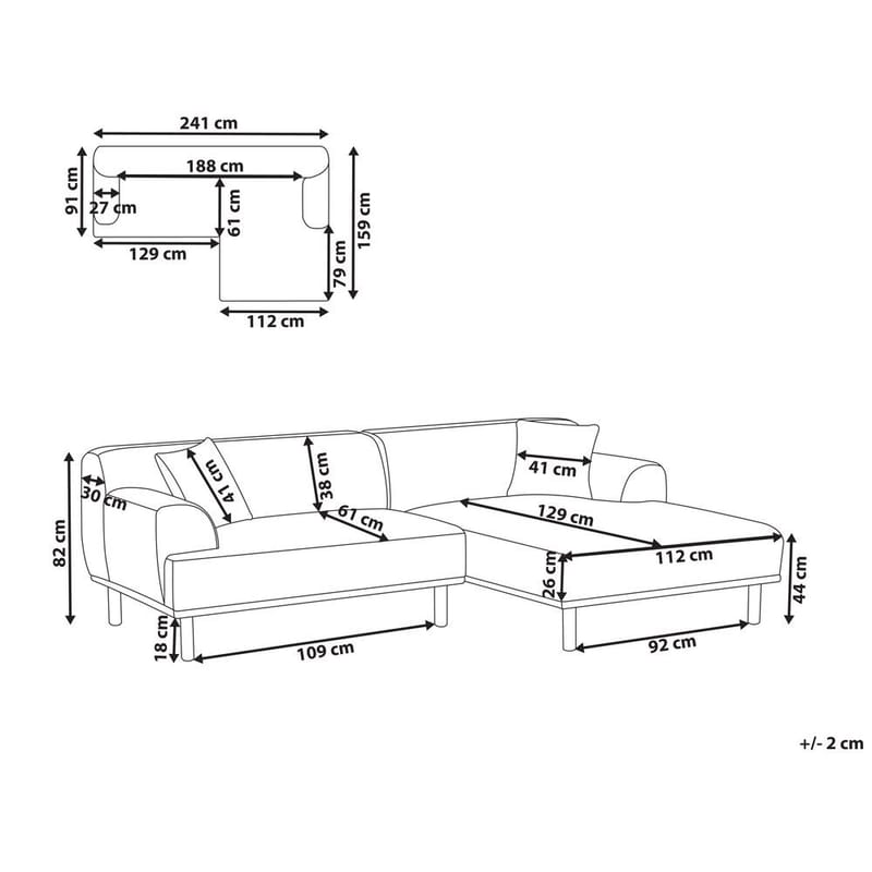 Hjørnesofa Holt - Hvit, brun/Bouclé - Møbler - Sofaer - Hjørnesofaer - Hjørnesofa med divan