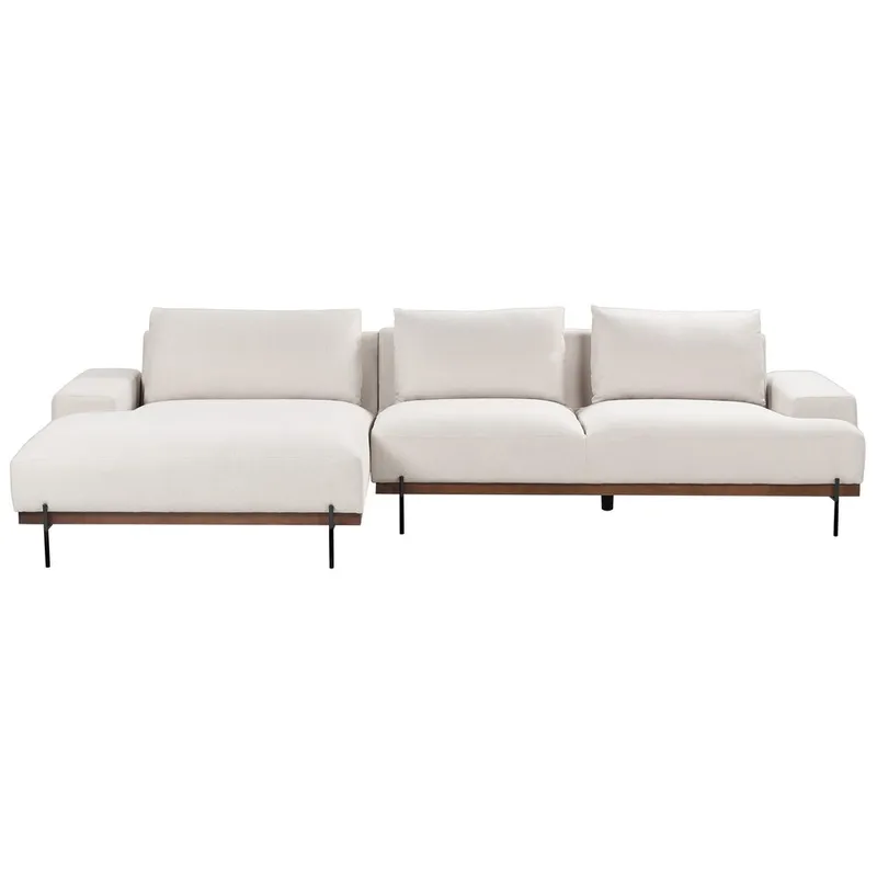 Hjørnesofa Mariferd - Beige, svart, mørkt tre/høyrevendt - Møbler - Sofaer - Hjørnesofaer - Hjørnesofa med divan