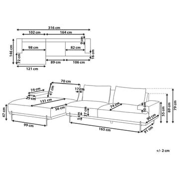 Hjørnesofa Mariferd - Beige, svart, mørkt tre/høyrevendt - Møbler - Sofaer - Hjørnesofaer - Hjørnesofa med divan