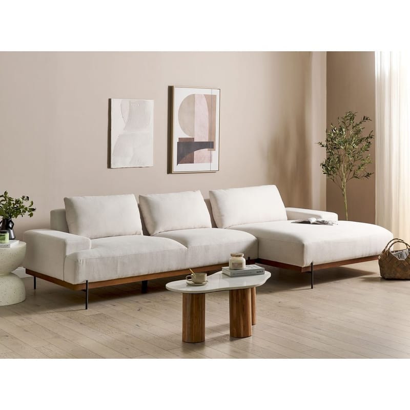 Hjørnesofa Mariferd - Beige, svart, mørkt tre/Venstrevendt - Møbler - Sofaer - Hjørnesofaer - Hjørnesofa med divan