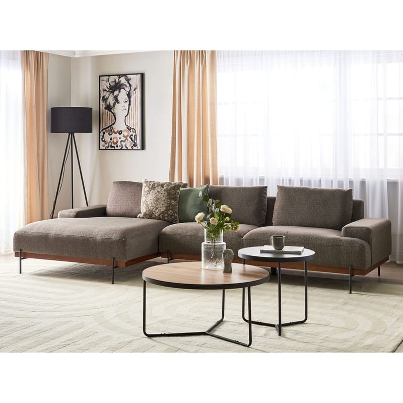 Hjørnesofa Mariferd - Brun, svart, mørkt tre/Høyrevendt - Møbler - Sofaer - Hjørnesofaer