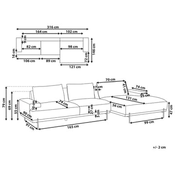 Hjørnesofa Mariferd - Brun, svart, mørkt tre/Venstrevendt - Møbler - Sofaer - Hjørnesofaer