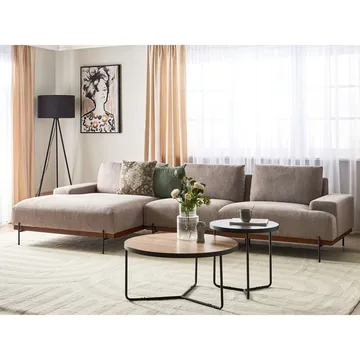 Hjørnesofa Mariferd - Lys brun, svart, mørkt tre/Høyrevendt - Møbler - Sofaer - Hjørnesofaer - Hjørnesofa med divan