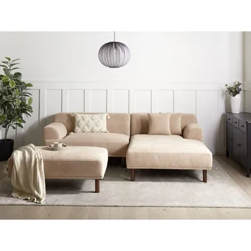Hjørnesofa med fotskammel Holt - Beige, brun/polyester - Møbler - Sofaer - Hjørnesofaer - Hjørnesofa med divan