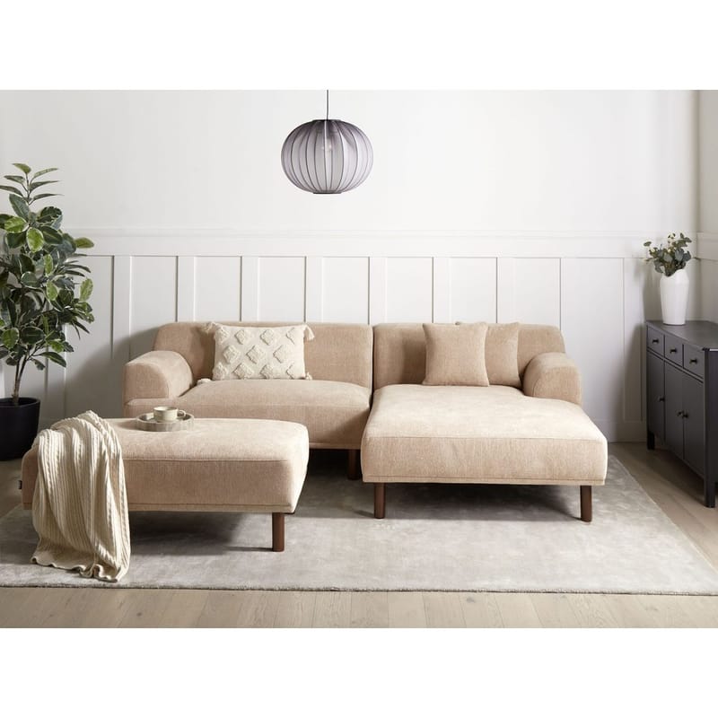 Hjørnesofa med fotskammel Holt - Beige, brun/polyester - Møbler - Sofaer - Hjørnesofaer - Hjørnesofa med divan