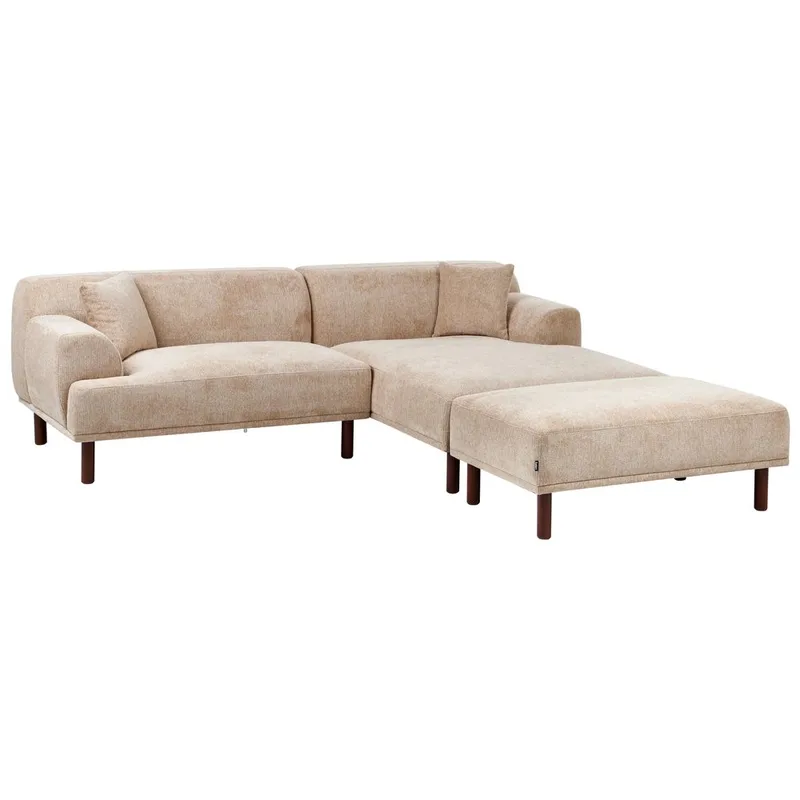 Hjørnesofa med fotskammel Holt - Beige, brun/polyester - Møbler - Sofaer - Hjørnesofaer - Hjørnesofa med divan