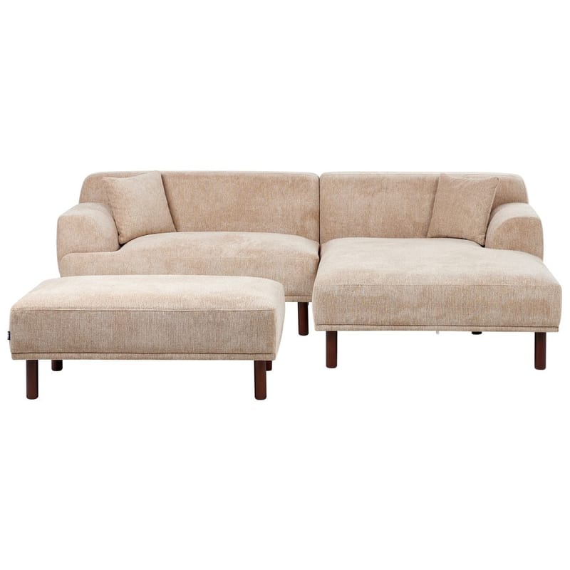 Hjørnesofa med fotskammel Holt - Beige, brun/polyester - Møbler - Sofaer - Hjørnesofaer - Hjørnesofa med divan