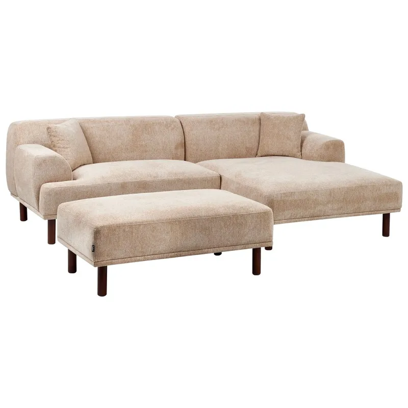 Hjørnesofa med fotskammel Holt - Beige, brun/polyester - Møbler - Sofaer - Hjørnesofaer - Hjørnesofa med divan