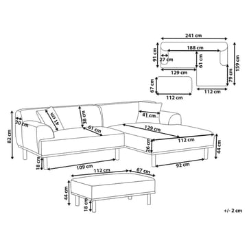 Hjørnesofa med fotskammel Holt - Hvit, brun/Bouclé - Møbler - Sofaer - Hjørnesofaer - Hjørnesofa med divan