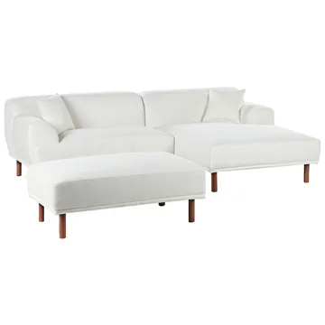 Hjørnesofa med fotskammel Holt - Hvit, brun/Bouclé - Møbler - Sofaer - Hjørnesofaer - Hjørnesofa med divan