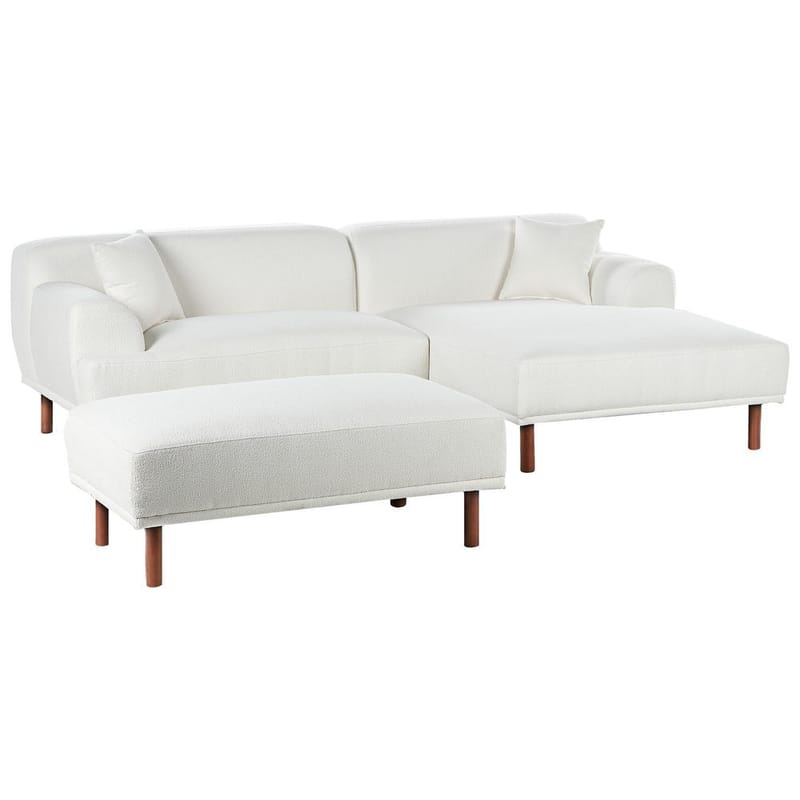 Hjørnesofa med fotskammel Holt - Hvit, brun/Bouclé - Møbler - Sofaer - Hjørnesofaer - Hjørnesofa med divan