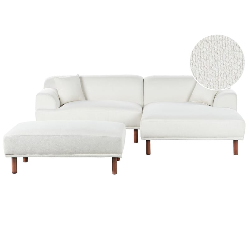 Hjørnesofa med fotskammel Holt - Hvit, brun/Bouclé - Møbler - Sofaer - Hjørnesofaer - Hjørnesofa med divan