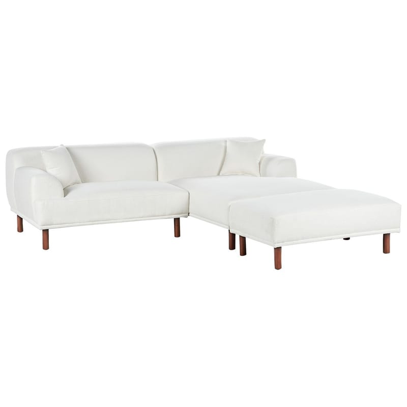 Hjørnesofa med fotskammel Holt - Hvit, brun/Bouclé - Møbler - Sofaer - Hjørnesofaer - Hjørnesofa med divan