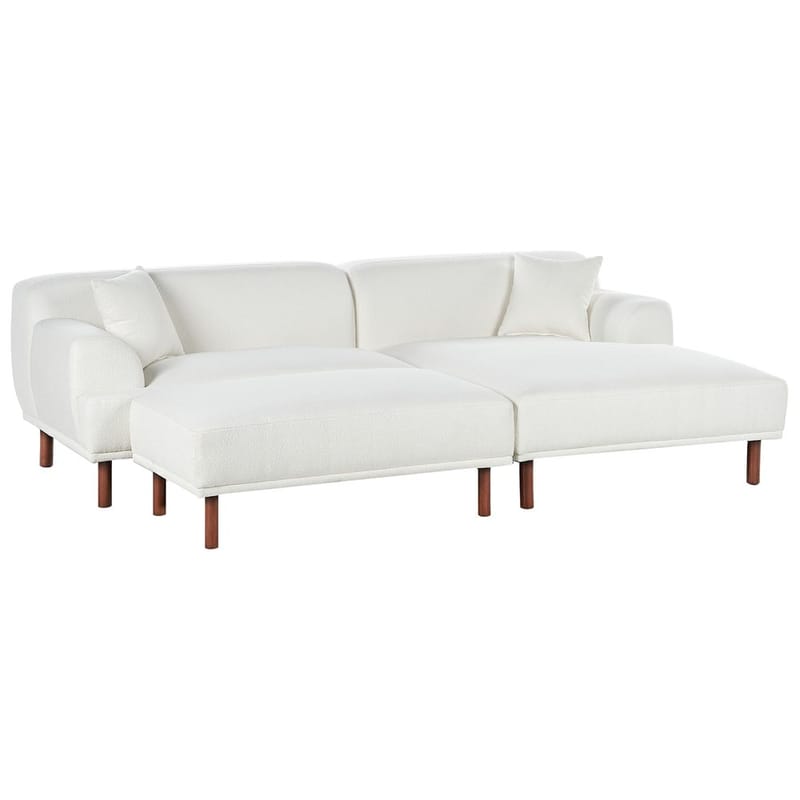 Hjørnesofa med fotskammel Holt - Hvit, brun/Bouclé - Møbler - Sofaer - Hjørnesofaer - Hjørnesofa med divan