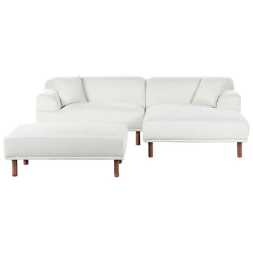 Hjørnesofa med fotskammel Holt - Hvit, brun/Bouclé - Møbler - Sofaer - Hjørnesofaer - Hjørnesofa med divan