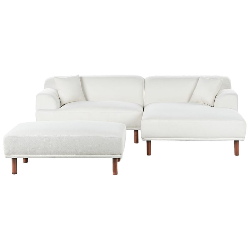 Hjørnesofa med fotskammel Holt - Hvit, brun/Bouclé - Møbler - Sofaer - Hjørnesofaer - Hjørnesofa med divan