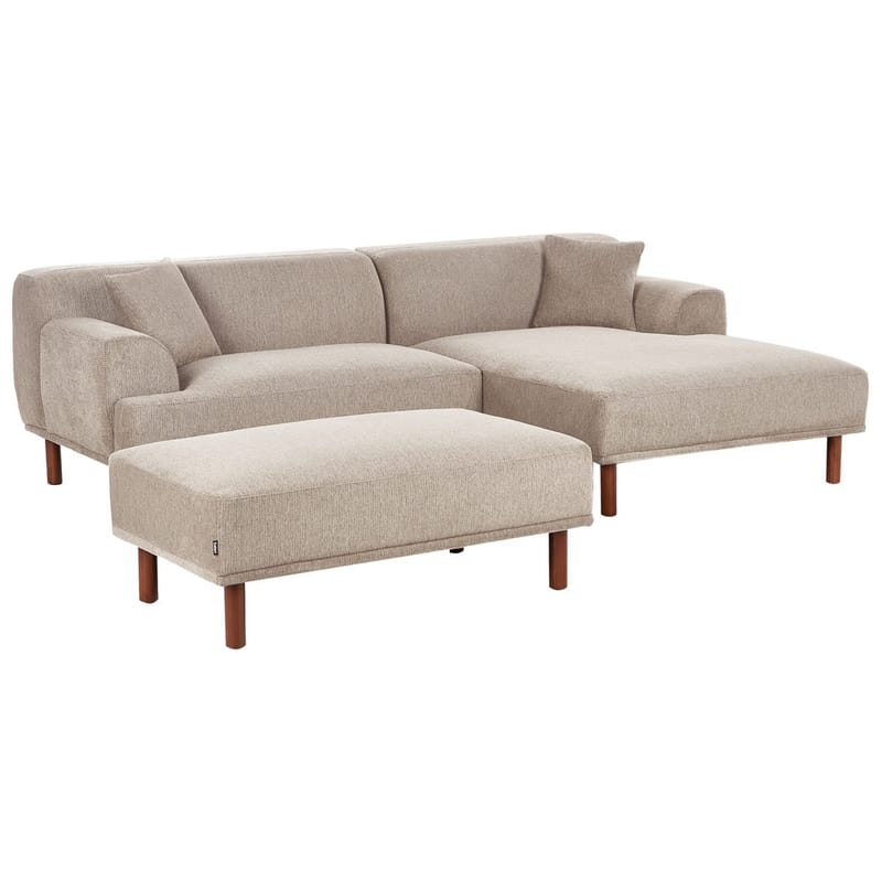 Hjørnesofa med fotskammel Holt - Taupe, brun/Polyester - Møbler - Sofaer - Hjørnesofaer - Hjørnesofa med divan
