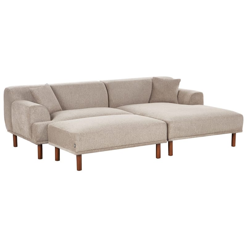 Hjørnesofa med fotskammel Holt - Taupe, brun/Polyester - Møbler - Sofaer - Hjørnesofaer - Hjørnesofa med divan
