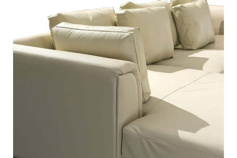 Hjørnesofa Sharmon Høyre - Beige/Lær - 4 seters sofa med divan - Sofaer med sjeselong