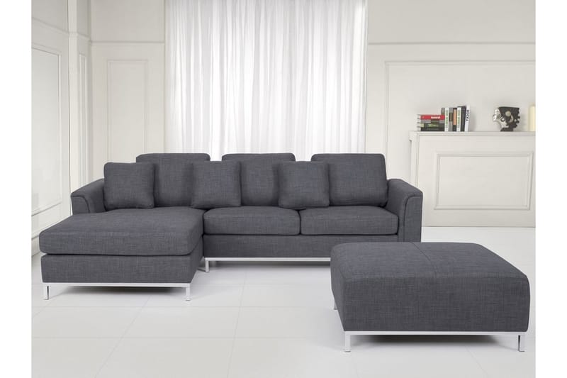 Hjørnesofa Sharmon Høyre - Mørkegrå - 4 seters sofa med divan - Sofaer med sjeselong