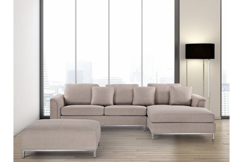 Hjørnesofa Sharmon Venstre - Beige - 4 seters sofa med divan - Sofaer med sjeselong