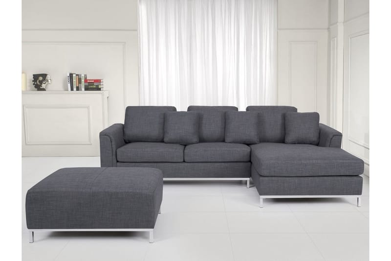 Hjørnesofa Sharmon Venstre - Mørkegrå - 4 seters sofa med divan - Sofaer med sjeselong