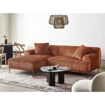 Hjørnesofa Stenum - Brun, messing/Høyrevendt - Møbler - Sofaer - Hjørnesofaer