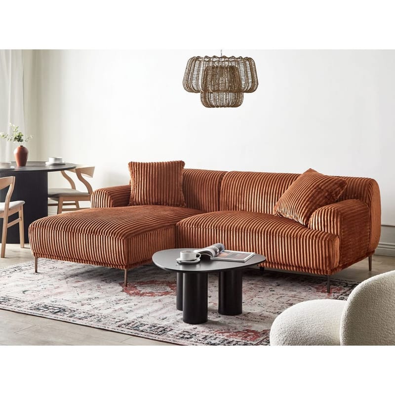 Hjørnesofa Stenum - Brun, messing/Høyrevendt - Møbler - Sofaer - Hjørnesofaer
