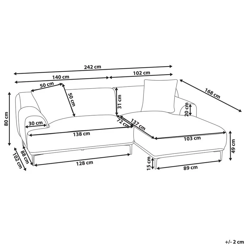 Hjørnesofa Stenum - Brun, messing/Høyrevendt - Møbler - Sofaer - Hjørnesofaer
