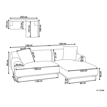 Hjørnesofa Stenum - Hvit, messing/Venstrevendt - Møbler - Sofaer - Hjørnesofaer - Howard hjørnesofa