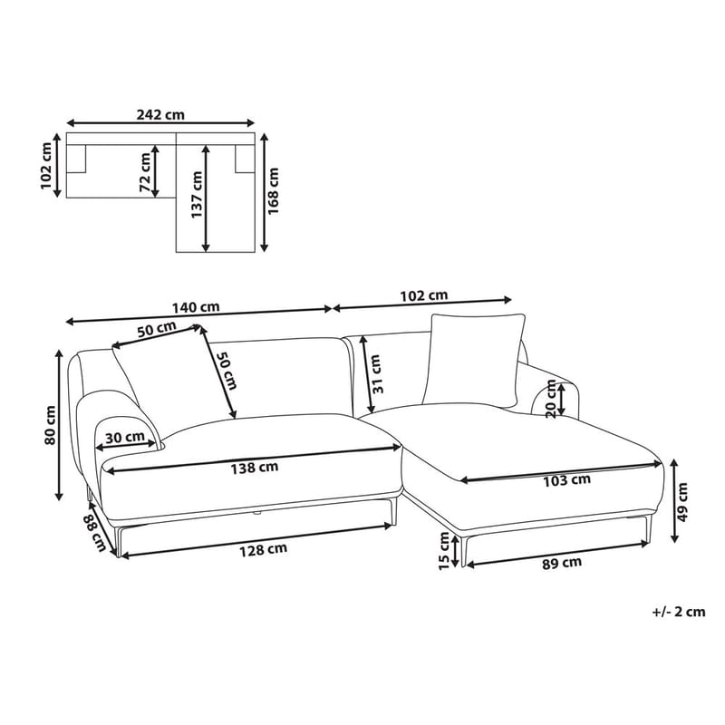 Hjørnesofa Stenum - Hvit, messing/Venstrevendt - Møbler - Sofaer - Hjørnesofaer - Howard hjørnesofa