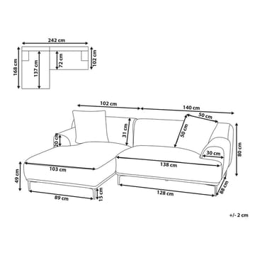 Hjørnesofa Stenum - Lys brun, messing/Høyrevendt - Møbler - Sofaer - Hjørnesofaer