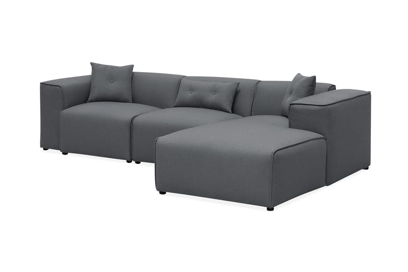 Hjørnesofa Turek - Grå - 3 seters sofa med divan - Sofaer med sjeselong