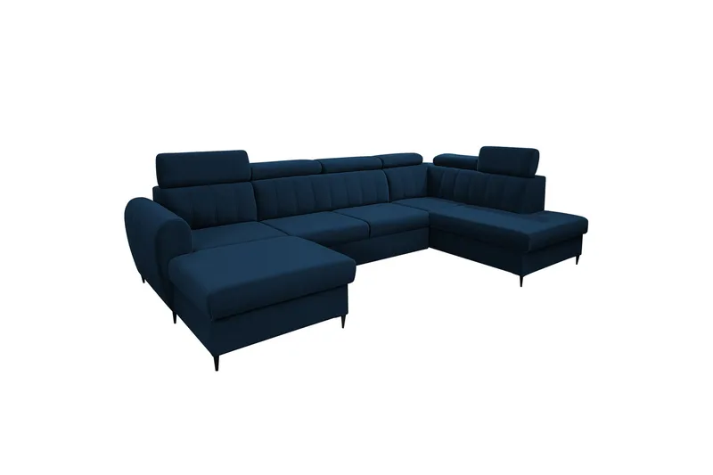 Hoffman Sofa med Divan og Sjeselong 4-seter, Blå